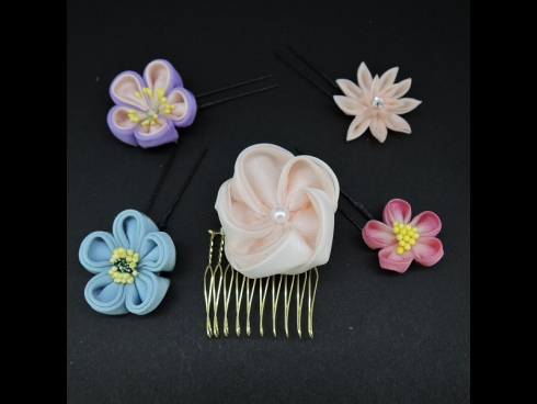 つまみミニコームミニピン5点セット　ピンク