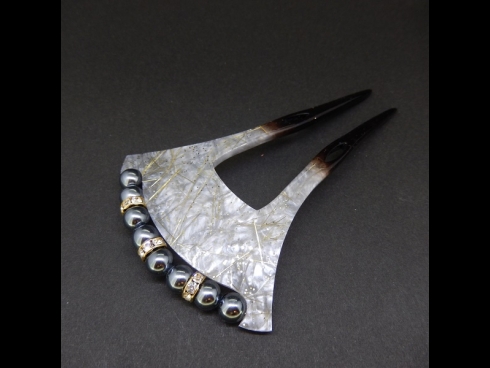 銀糸グレ－パ－ルかんざし（中）