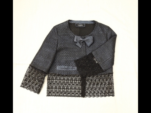 シ－プレザ－（編み込み）レースジャケット (ブル－）