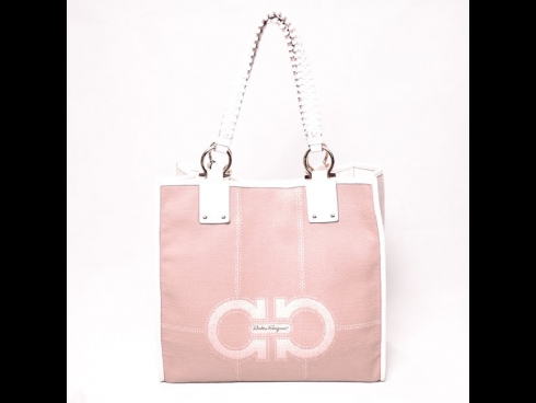 サルバトーレフェラガモ　キャンパス×レザートートバック　(USED)