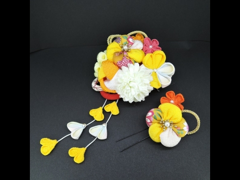 ちりめんつまみコ－ム・ミニ2点セット　白/イエロ－