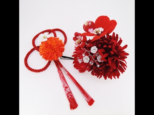 フラワ－コ－ム＆ミニフラワ－2点セット　　赤