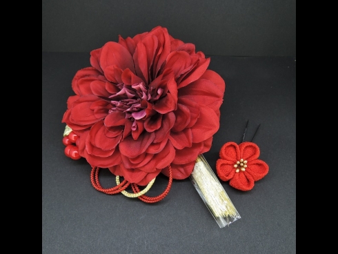 つまみ付フラワ－コ－ム・ミニ2点セット　赤