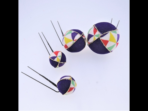 つまみ細工ミニＵピン4点セット　紫