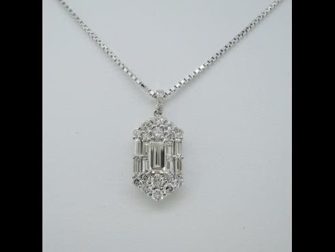 PTダイヤモンドペンダント（D0.334ct、D0.90ct）K18WGネックレス