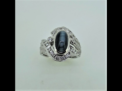 奥佳PTアレキサンドライト・キャッツアイ（2.06ct）ダイヤモンド（0.28ct）リング