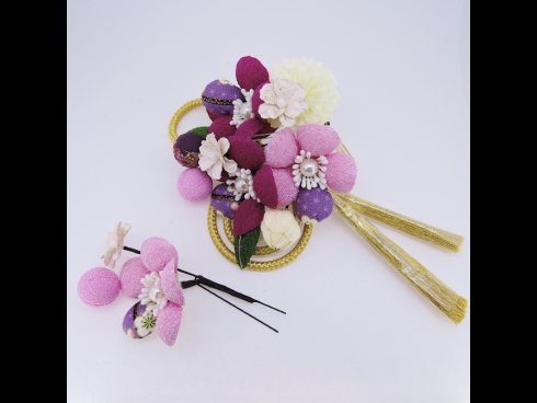 フラワ－コ－ム＆ミニフラワ－2点セット　ワイン