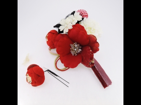フラワ－コ－ム＆ミニフラワ－2点セット　赤