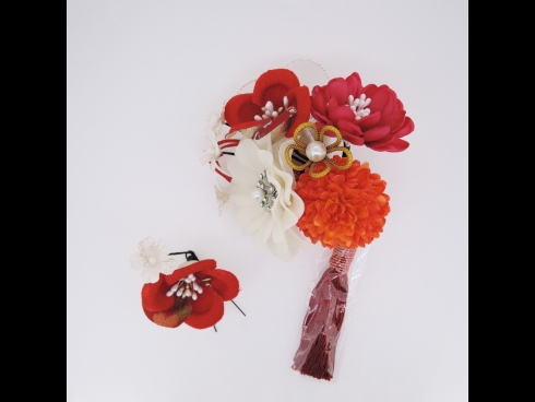 フラワ－コ－ム＆ミニフラワ－2点セット　赤