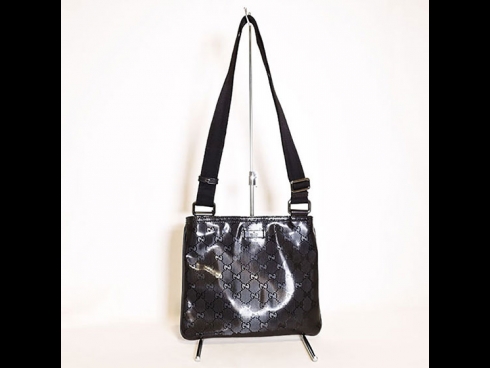 グッチ  ショルダーバッグ GG柄 インプリメ ブラック メッセンジャー (USED)