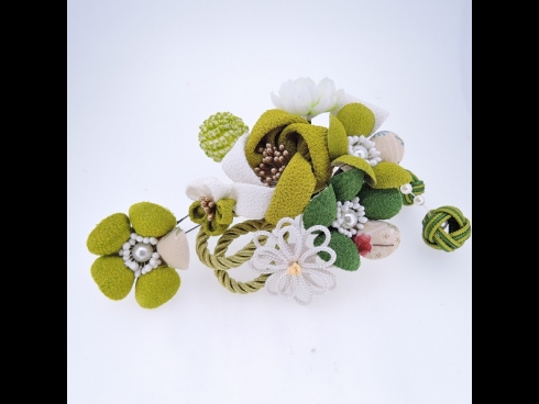 フラワーコーム＆ミニフラワー2点セット　グリ－ン